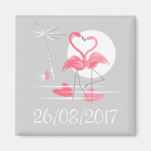 Flamingo-Liebe Datumsmagnet Magnet (Vorne)