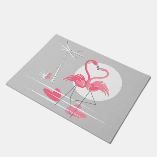 Flamingo Liebe Doormat Fußmatte (Schrägansicht)
