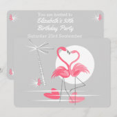 Flamingo Liebe Einladung horizontal (Vorne/Hinten)