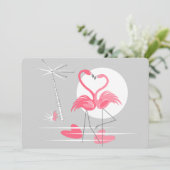 Flamingo Liebe Einladung horizontal (Stehend Vorderseite)