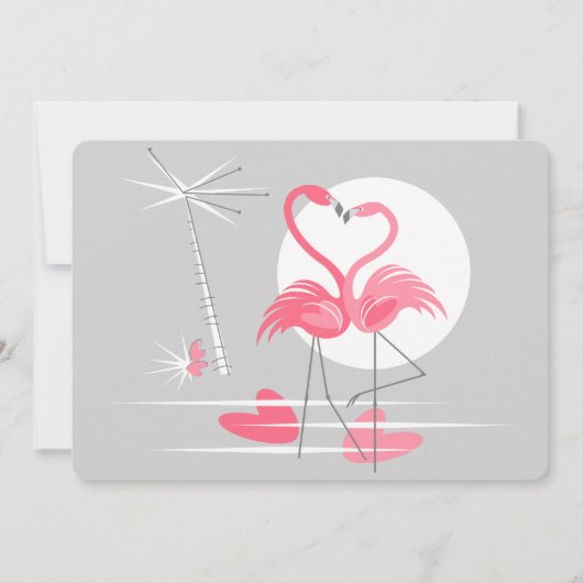 Flamingo Liebe Einladung horizontal (Vorderseite)