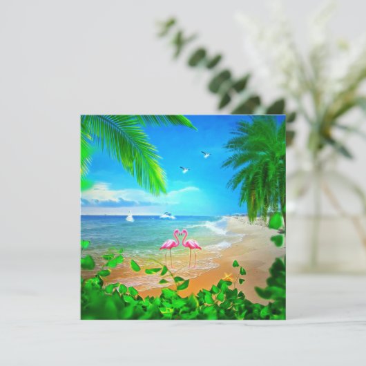 Flamingo-Liebe Feiertagskarte (Stehend Vorderseite)