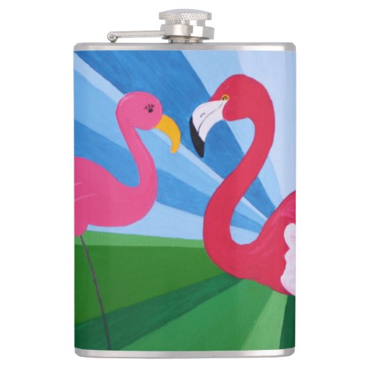 Flamingo-Liebe Flachmann (Vorderseite)