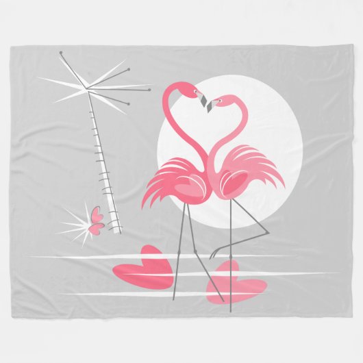 Flamingo Liebe Fleece Decke groß horizontal (Vorderseite (Horizontal))