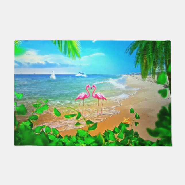 Flamingo-Liebe Fußmatte (Vorderseite)