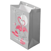 Flamingo Liebe Geschenksack Medium Mittlere Geschenktüte (Vorderseite Schrägansicht)