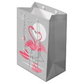 Flamingo Liebe Geschenksack Medium Mittlere Geschenktüte (Rückseite Schrägansicht)