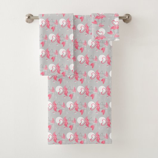 Flamingo Liebe gezogenes Handtuch Set (Insitu)