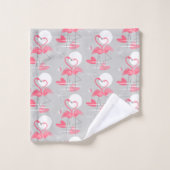 Flamingo Liebe gezogenes Handtuch Set (Waschlappen)