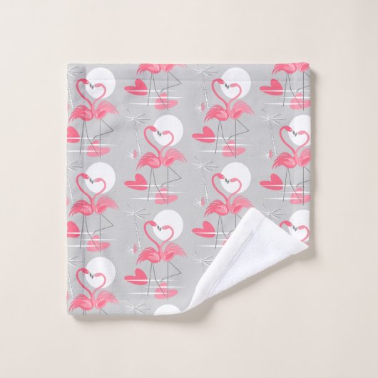 Flamingo Liebe gezogenes Handtuch Set (Waschlappen)