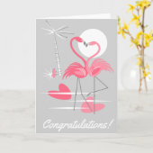 Flamingo-Liebe-Glückwünsche! Grußkarte Karte (Gelbe Blume)