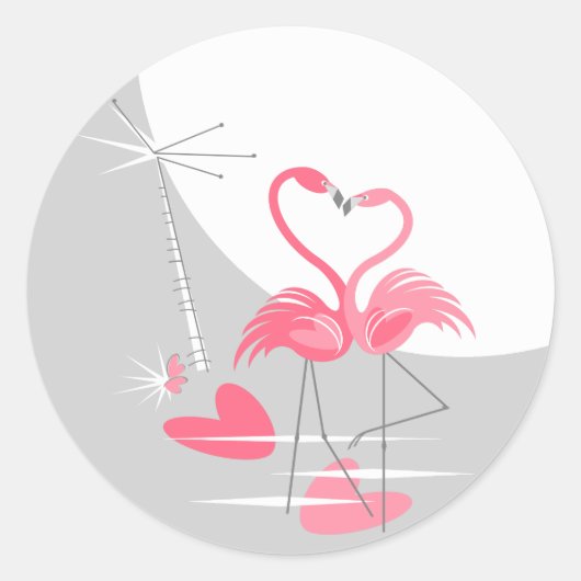 Flamingo Liebe groß Moon Aufkleber rund (Vorderseite)