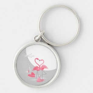 Flamingo Liebe groß Moon Premium Schlüsselanhänger