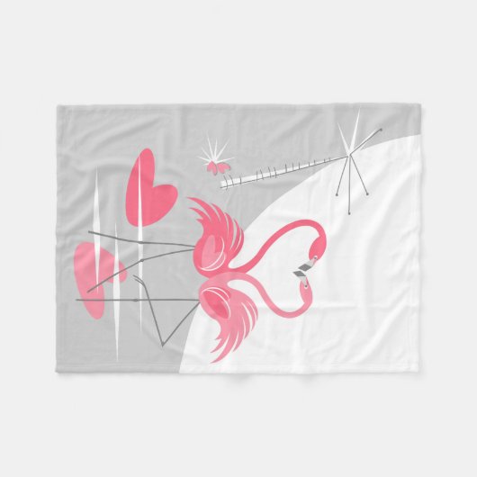 Flamingo Liebe Große Mond Fleece kleine Decke (Vorderseite (Horizontal))