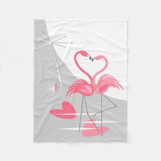 Flamingo Liebe Große Mond Fleece kleine Decke (Vorderseite)