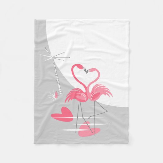 Flamingo Liebe Große Mond Fleece kleine Decke (Vorderseite)
