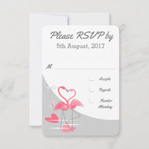 Flamingo Liebe Große Mond Hochzeit RSVP Einladung