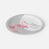 Flamingo Liebe Große Mond Namen Datum Pappteller (Schrägansicht)