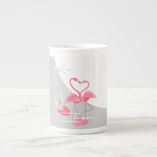 Flamingo Liebe Große Mond Tasse Knochen China (Vorderseite)