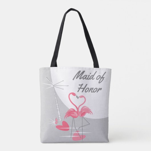 Flamingo Liebe Große Mond Trauzeugin Tasche (Rückseite)