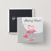 Flamingo Liebe Große Mond Trauzeugin Taste Button (Vorne & Hinten)