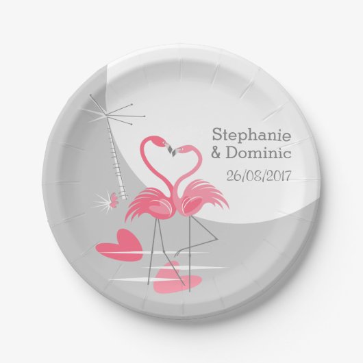 Flamingo Liebe Große Mondnamen Date Paper Teller (Vorderseite)