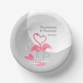 Flamingo Liebe Große Mondnamen Datum Pappteller (Vorderseite)