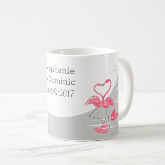 Flamingo Liebe Große Mondnamen Datum Tasse (VorderseiteRechts)