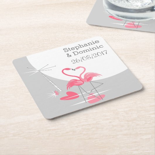 Flamingo Liebe Große Mondnamen Datum Untersetzer P (angewinkelt)