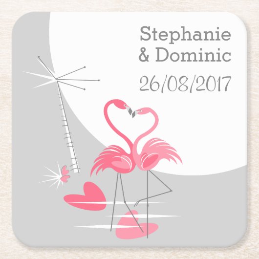 Flamingo Liebe Große Mondnamen Datum Untersetzer P (Vorderseite)