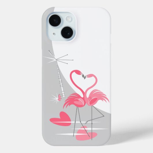 Flamingo Liebe Große Moon iPhone Gehäuse vertikal Case-Mate iPhone Hülle (Rückseite)
