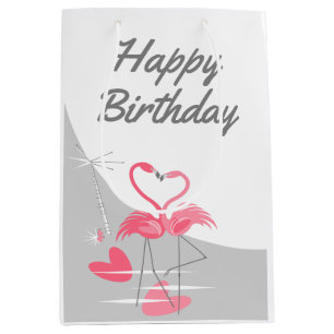 Flamingo Liebe Grosser Mond Happy Geburtstag Mediu Mittlere Geschenktüte