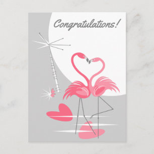 Flamingo Liebe Grosser Mond Herzlichen Glückwunsch Postkarte