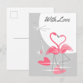 Flamingo Liebe Grosser Mond mit Liebe Postkarte (Vorne/Hinten)