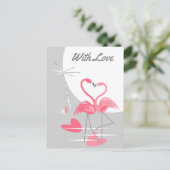 Flamingo Liebe Grosser Mond mit Liebe Postkarte (Stehend Vorderseite)