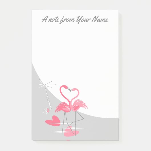 Flamingo Liebe Grosser Mond Post-it notiert vertik Klebezettel (Vorderseite)