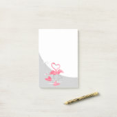Flamingo Liebe Grosser Mond Post-it notiert vertik Klebezettel (Auf Schreibtisch)