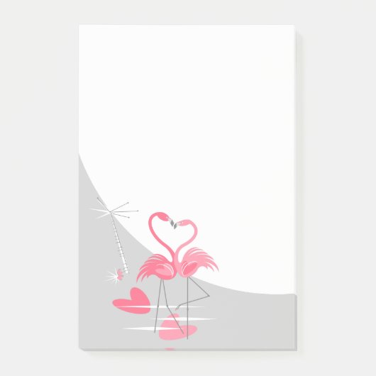 Flamingo Liebe Grosser Mond Post-it notiert vertik Klebezettel (Vorderseite)