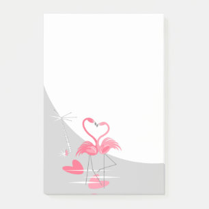 Flamingo Liebe Grosser Mond Post-it notiert vertik Post-it Klebezettel