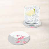 Flamingo Liebe Grosser Mond Untersetzer rund (Vor Ort)