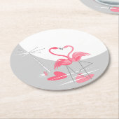 Flamingo Liebe Grosser Mond Untersetzer rund (Angewinkelt)