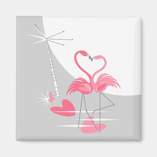 Flamingo Liebe Grosser Mondmagnet-Platz Magnet (Vorne)
