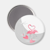 Flamingo Liebe Grosser Mondmagnet rund Magnet (Vorderseite/Rückseite)