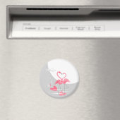 Flamingo Liebe Grosser Mondmagnet rund Magnet (In Situ (Geschirrspüler))