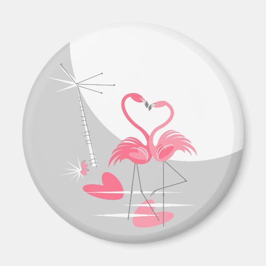 Flamingo Liebe Grosser Mondmagnet rund Magnet (Vorne)