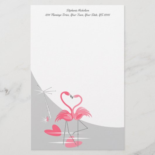 Flamingo Liebe Großer Mondtext Briefpapier (Vorderseite)