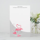Flamingo Liebe Großer Mondtext Briefpapier (Stehend Vorderseite)