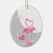 Flamingo Liebe Grosser Mondtext rund Keramikornament (Rechts)