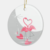 Flamingo Liebe Grosser Mondtext rund Keramikornament (Links)