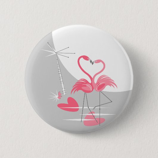 Flamingo Liebe Grosser Moon-Knopf Button (Vorderseite)